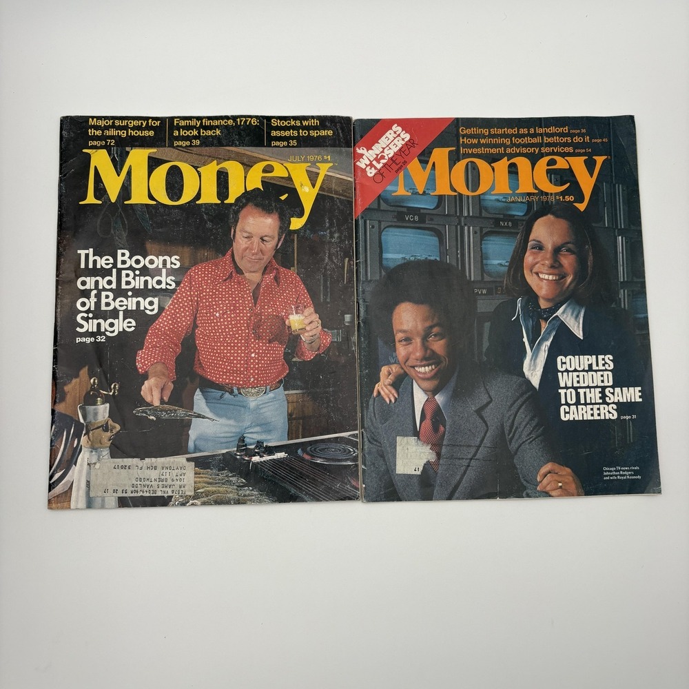 Vintage Money Magazine Lot July 1976 Jan 1978 Finance Retro Ads Collectible Deco